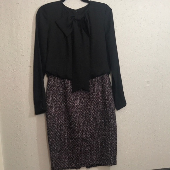 Lafayette 148 New York Tweed L/S Bow Dress size 4